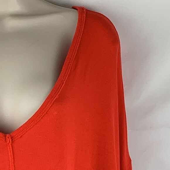 Free People Bright Orange/Red Oversized Tunic deep V-neck top - Picture 3 of 14